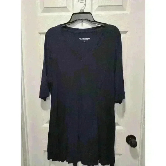Soft Surroundings Women’s 1X Black Double V Timely Half Sleeve Tunic Dress 57532 - Picture 1 of 8